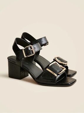 Women’s J.Crew Dylan Shoe Sandal Snake Embossed Leather Black New NWT 9